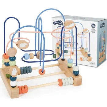 Dřevěná hračka MOTORICKÁ SMYČKA PROPLÉTÁNÍ ZVÍŘATA ARKTICKÁ DŘEVĚNÁ HRAČKA 12M+