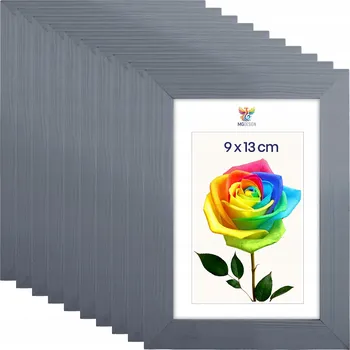 Obraz Sada 10 ks fotorámečků 9 x 13 cm šedých, dřevěných