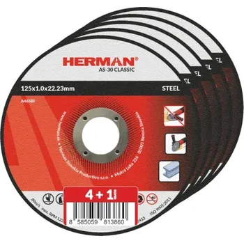 Brusný kotouč HERMAN Řezný kotouč na ocel 125x1,0x22,23 mm AS-30 Classic, 4+1 ks