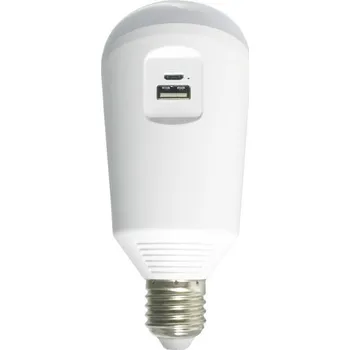 Svítilna Diolamp SMD LED Smart USB In-Out A70 7W/E27/230V/6500K/650Lm/120°/Li-ion 2600mA + solární panel 6V