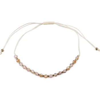 Náramek Náramek shamballa broušené korálky s AB efektem, malé, 7 lososová světlá fialová