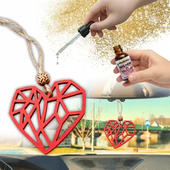 Vůně do auta Sada - Vůně do auta ČERVENÉ GEOMETRICKÉ SRDCE + parfém | Vůně