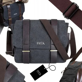 Pánská taška šedá KABELKA PŘES RAMENO plátěná přes rameno cestovní sportovní kožená AVEK