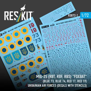 Plastikový model Reskit 1/72 Decals MiG-25 (RBT, RBF, RBS) Ukrainian AF
