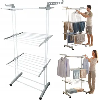 Sušák na prádlo SKLÁDACÍ SUŠÁK NA PRÁDLO VĚŽOVÝ, 3 PATRA, 2 VĚŠÁKY A KOLEČKA