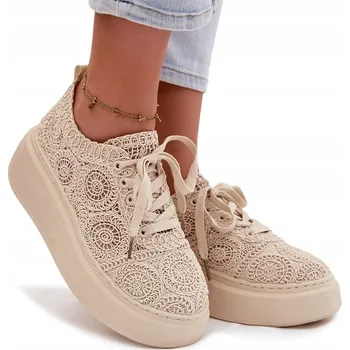 Dámské tenisky Dámské béžové háčkované tenisky s platformou, velikost 38
