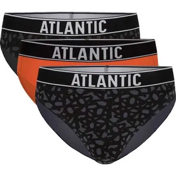 Atlantic Pánské slipy 151 3-pack khaki/oranžová/šedá - Velikost S