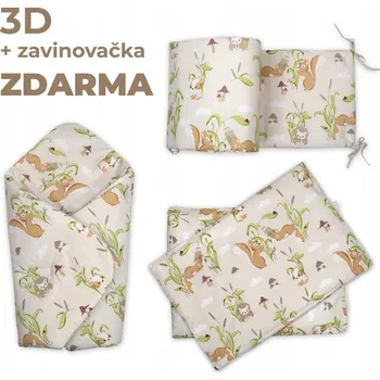 Zavinovačka 3D Mantinel s povlečením + zavinovačka zdarma, Veverky, béžová,šedá,135x100