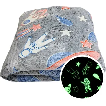 deka Měkká Svítící Deka do Tmy – Vesmír – 150x200 cm – Šedá