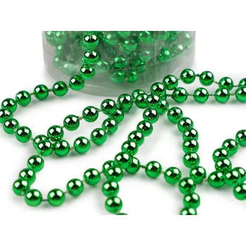 Vánoční dekorace Perlový řetěz Ø6 mm vánoční, barva 13 zelená