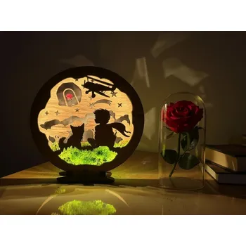 Lampička Li-Go "Malý princ s růží" lampa 20x22cm provedení povrchu: dub