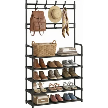 Botník na nožičkách, s policemi SNM 78 x 167 x 28 cm černá