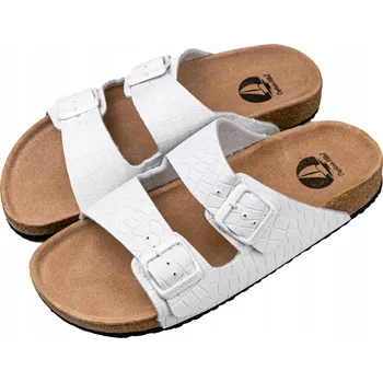 Dámské pantofle Bílé korkové Nazouváky s přezkou Captain Mike 40