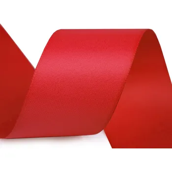Stuha Atlasová hedvábná stuha oboulící šíře 40 mm matná, střední, 643 červená