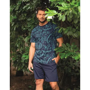 Pánské pyžamo Pánské pyžamo Key MNS 934 A26 cr/r M-2XL tmavě modrá L