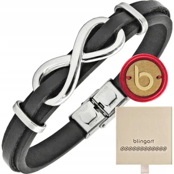 Náramek Černý kožený dámský náramek nekonečno