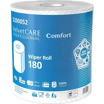 Utěrka VELVET Profesionální průmyslový Čisticí Utěrka bílý 2W 720 listů 180 m 1x