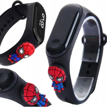 Hodinky Dětské hodinky Spiderman digitální quartz černé s gumovým páskem