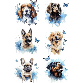 Jedlá dekorace na dort Jedlý tisk – Psí hrdinové a modří motýli A4 Jedlý papír