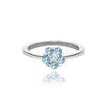 MINET Dětský stříbrný prsten KYTIČKA se světle modrými zirkony vel. 50