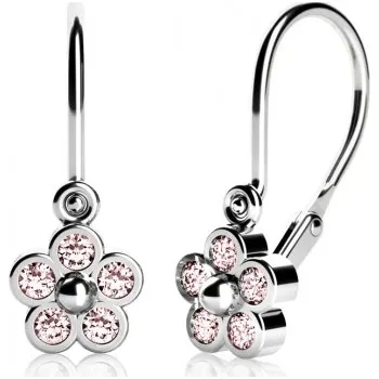 Náušnice Couple, Dětské náušnice Karsin v bílém zlatě s růžovými zirkony, 585-53-3-1020.1B00.0.00.008.14