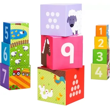 Dřevěná hračka Bigjigs Toys didaktické kostky farma poškozený obal