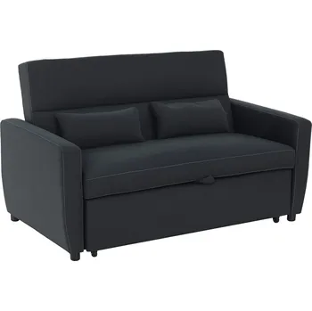 Pohovka HOMCOM Rozkládací pohovka 2místná s funkcí spánku nastavitelný úhel látková pohovka černá 148 x 82 x 89 cm do obývacího pokoje | Aosom.de