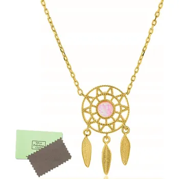 Náhrdelník NÁHRDELNÍK CELEBRITY POZLACENÝ LAPAČ SNŮ STŘÍBRO