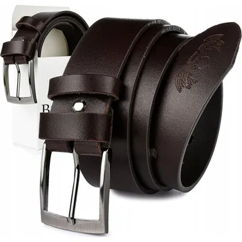 Opasek Beltimore kožený hnědý pásek ke kalhotám široký