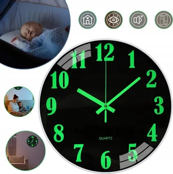 Hodiny HODINY NÁSTĚNNÉ, SVÍTÍCÍ NÁSTĚNNÉ HODINY, TICHÉ, NETIKAJÍCÍ, KŘEMENNÉ