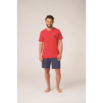 Pánské pyžamo Pánské pyžamo Key MNS 416 A26 cr/r M-2XL červeno-zelená XXL