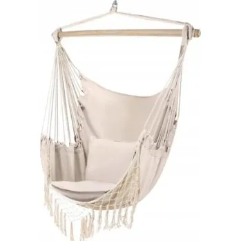 Křeslo Brazilské křeslo houpací síť závěsné béžové LIMA