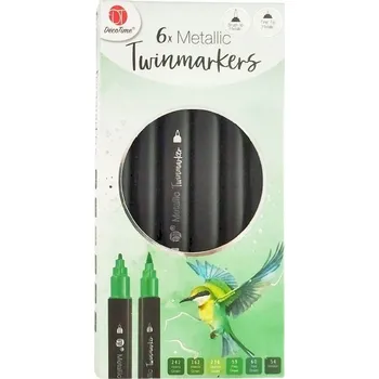 Oboustranné Fixy METALICKÉ DecoTime 6 Twinmarkers oboustranné ZELEŇ