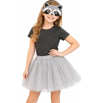 Karnevalový kostým SUPER Kostým Mýval Pracz TuTu šedý 40 cm Plstěná maska 2el MK836