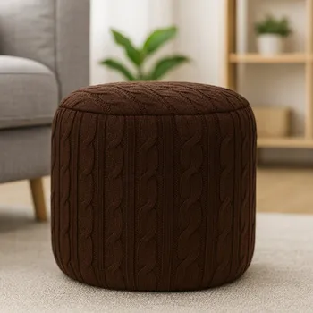 Taburet TABURET SEDÁK TRUHLA PODNOŽKA S COPÁNKEM DO OBÝVACÍHO POKOJE POHODLNÁ HNĚDÁ HIT