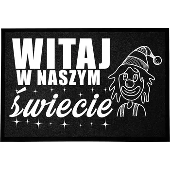 Rohožka VSTUPNÍ ROHOŽKA 40X60CM ČERNÁ - VÍTEJTE U NÁS - VTIPNÁ ROHOŽKA S HUMOREM
