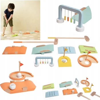 Dřevěná hračka Classic World Dřevěná sada na golf – překážky, hole, vlajky