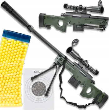 Dětská zbraň Puška pistole na odstřelovací kuličky odstřelovací puška AWP puškohled 800 kuliček dárek