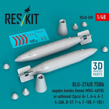 Plastikový model Reskit 1/48 BLU-27A/B 750lb napalm bombs finned/unfinned