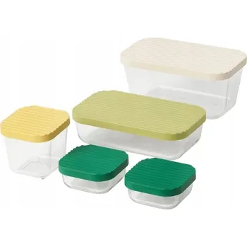 Dóza na potraviny IKEA HAVSTOBIS Nádoba na potraviny s víkem, 5 ks, průhledný /vícebarevná