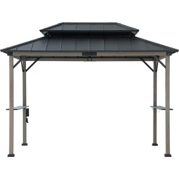 Zahradní stan Grilovací altán Zupo z cedrového dřeva – 360 cm x 240 cm, antracitová barva | A104003751