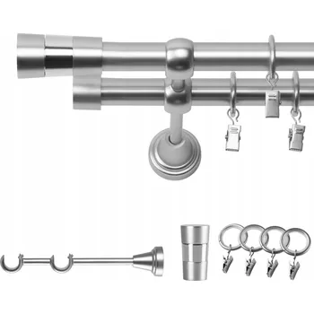Garnýž GARNÝŽ DVOJITÁ 140 CM 19/19 MM CHROM MATNÝ DORIS TICHÁ KOLEČKA SE ŽABKAMI