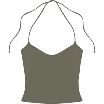 Dámské tílko Jednobarevné Tenká ramínka kolem krku Výstřih do O Crop top Materiál nylon spandex Moderní letní top zelená M