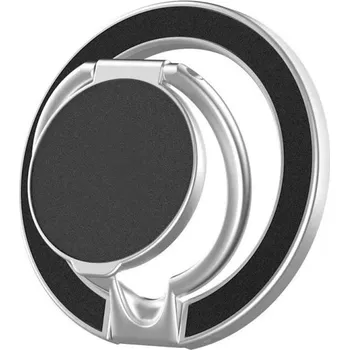 Oboustranný stojan na telefon s magnetickým kroužkem 5,7 x 5,8 cm Magnetický držák na mobil Univerzální stojánek na stůl i do auta stříbrná