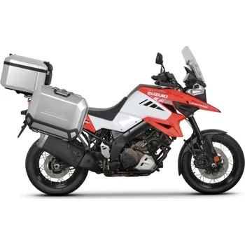 Zavazadlo na motocykl Kompletní sada hliníkových kufrů SHAD TERRA, 48L topcase 47L/47L boční kufry, včetně montážní sady a plotny SHAD SUZUKI DL 1000 V-Strom/ DL 1050 V-Strom pro SUZUKI DL 1000 V-Strom