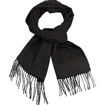 Šála Černá pánská šála s jemným vzorem a třásněmi