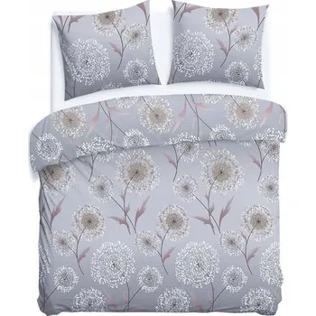 Povlečení Povlečení 220x200 cm, flanelové, bavlněné, s chloupkem - velké pampelišky, šedé