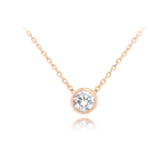 MINET Decentní Rose gold stříbrný náhrdelník s bílým zirkonem