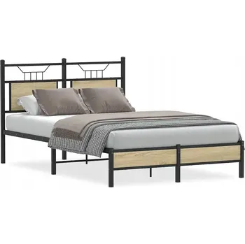 Postel Rám postele s čelem, dub sonoma, 207x126x91,5 cm, s úložným prostorem