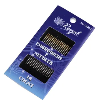 Nástroj na niť a příze Jehly ruční, zlatá ucha - Embroidery, střední, 3 (7) Embrodiery nikl